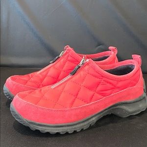 Lands End Red Quilted Slip On Zip Up Sneaker